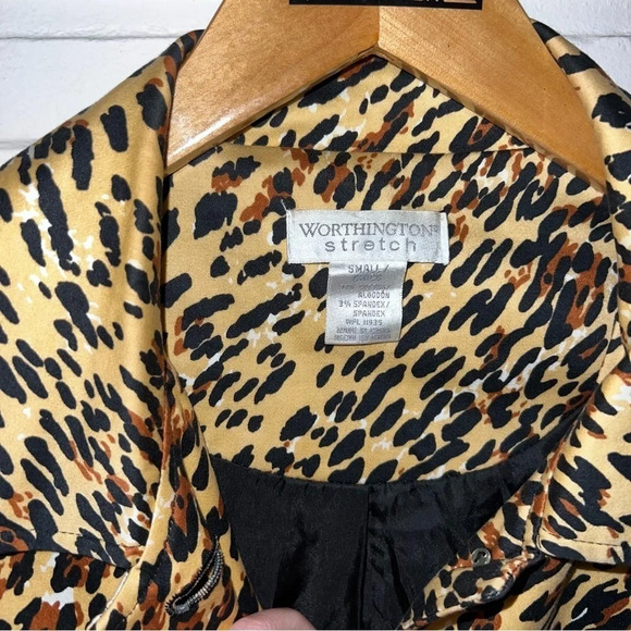 Worthington Brown Leopard Print Cotton Trench Overcoat , Women’s Size Small - Picture 8 of 9